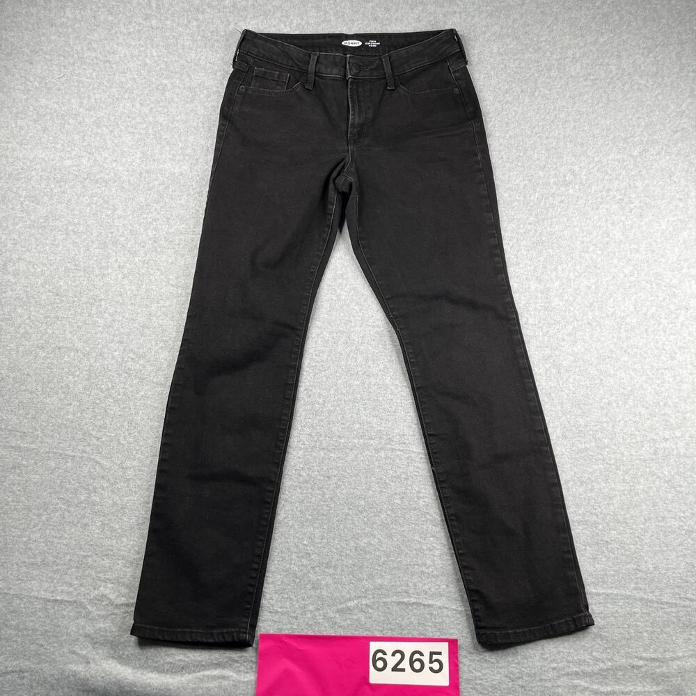Old Navy Jeans Power Slim Straight Mid Rise Black Casual Womens Size 6
